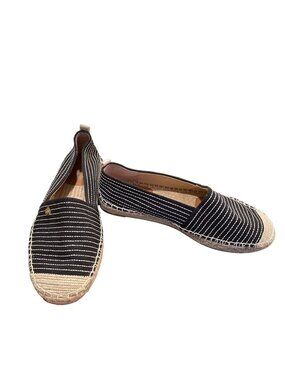 Ralph Lauren Lauren wms black striped espadrille slip flats sz 7.5B SKU 10-146